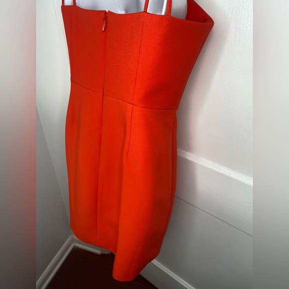 BCBGMAXAZRIA Revolve Linzee Red Orange Strappy Dress With Netting - Picture 10 of 10